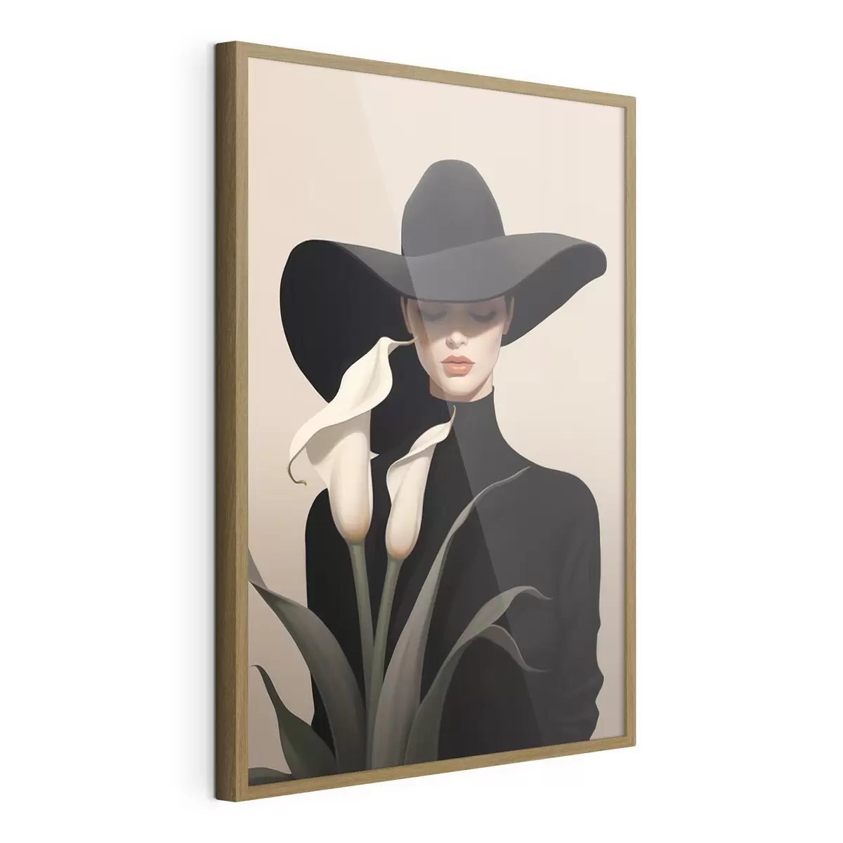 Poster Mädchen mit Hut und Calas f46420