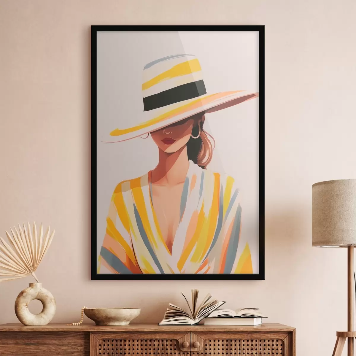 Poster Mädchen mit Hut f46421
