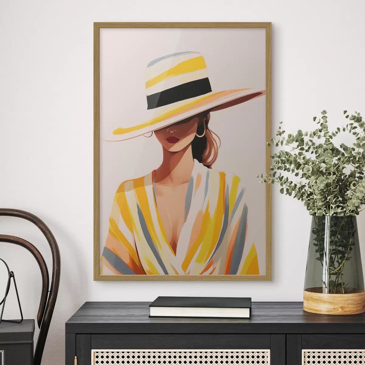 Poster Mädchen mit Hut f46421