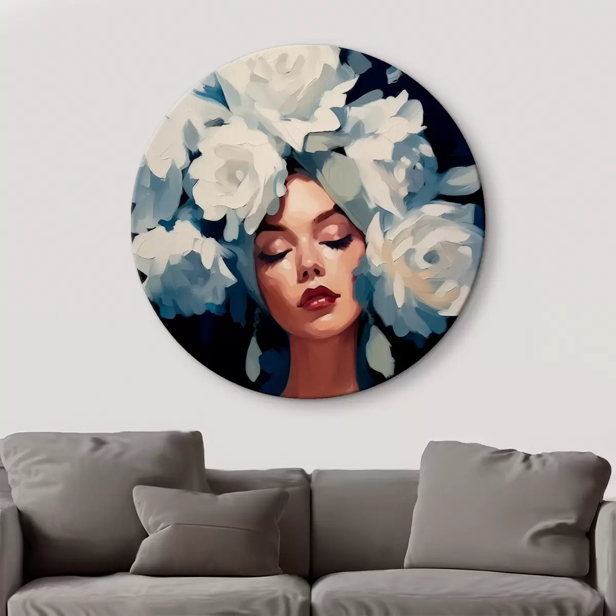 Runde Wandbilder Mädchen in Blumen r46419