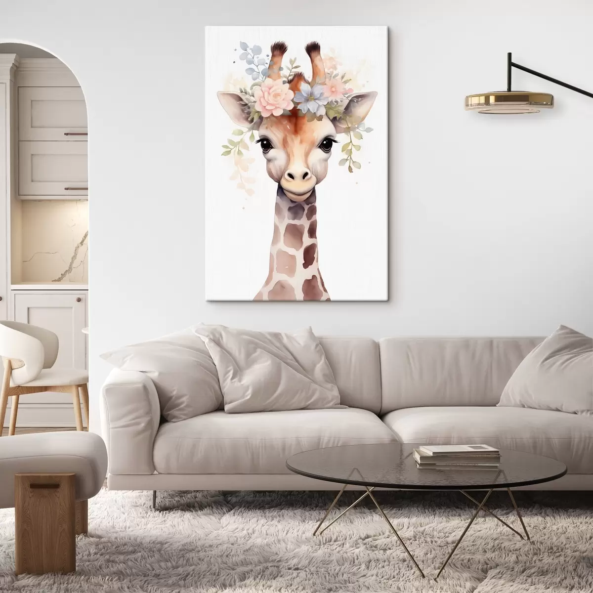 Fototapete Giraffe mit Blumen s46382