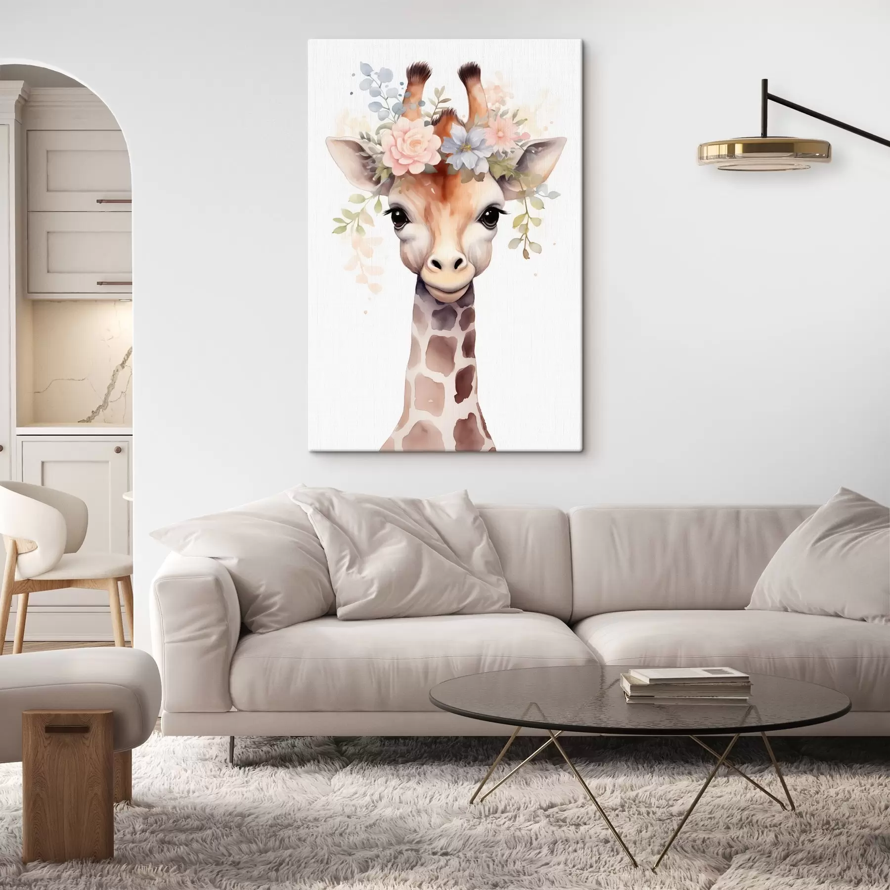 Fototapete Giraffe mit Blumen s46382