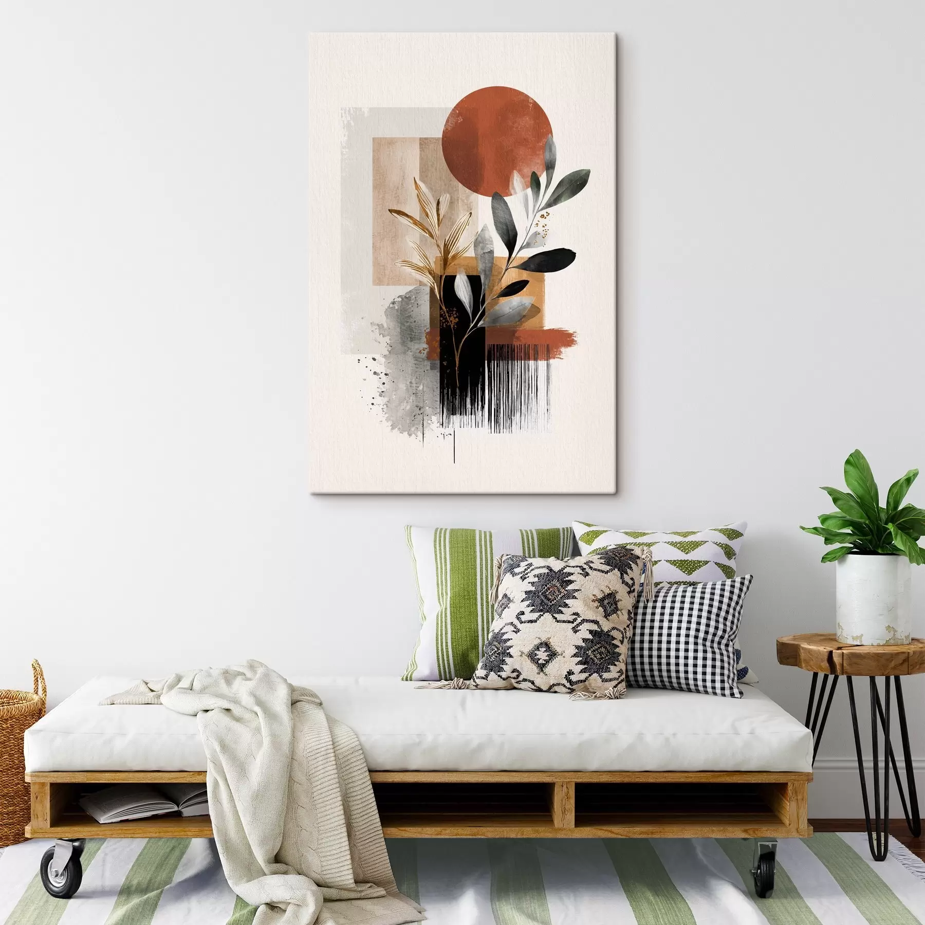 Fototapete Geometrie und Blätter Abstraktion s46388