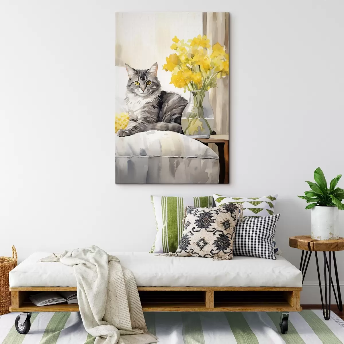Fototapete Katze und Blumen s46426