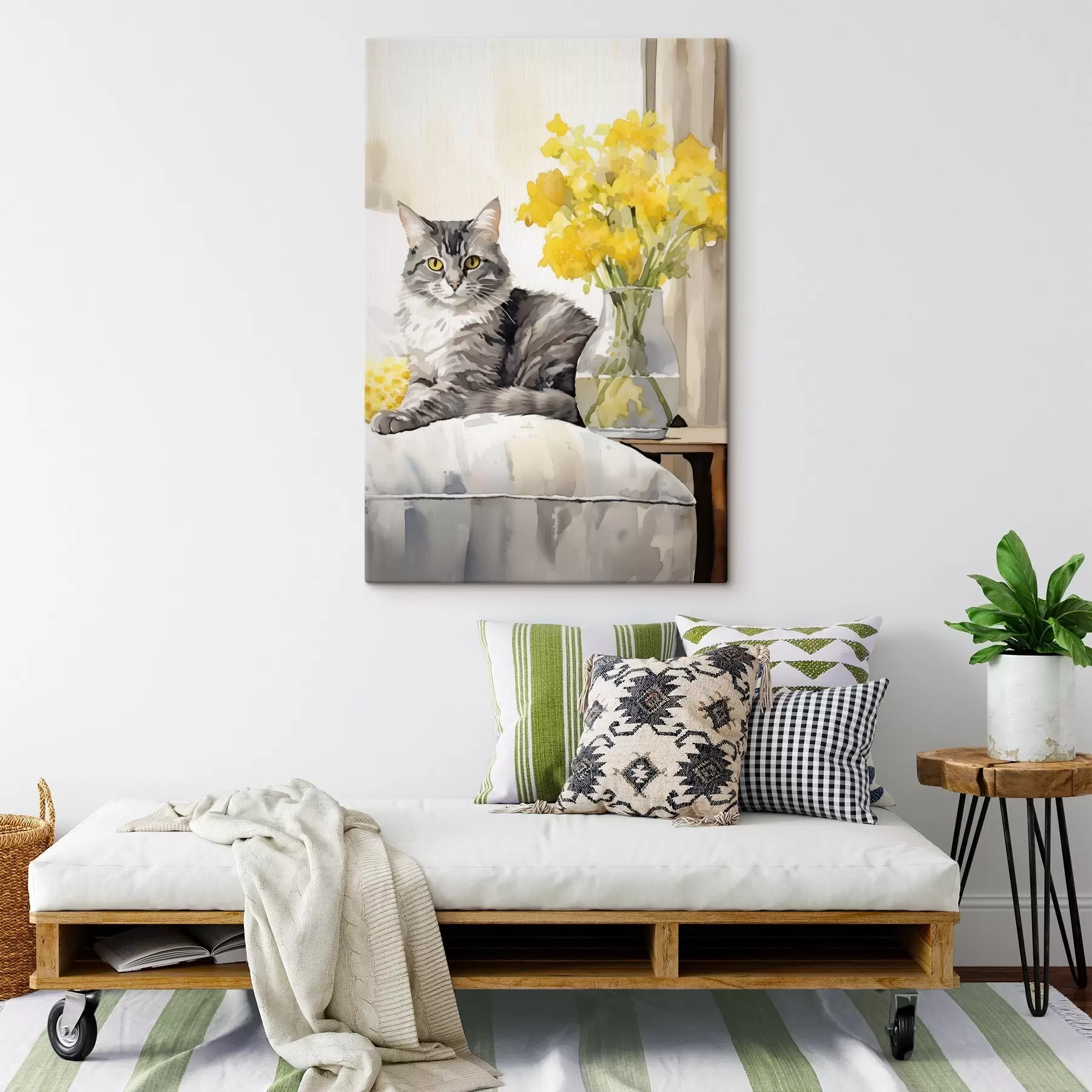 Fototapete Katze und Blumen s46426
