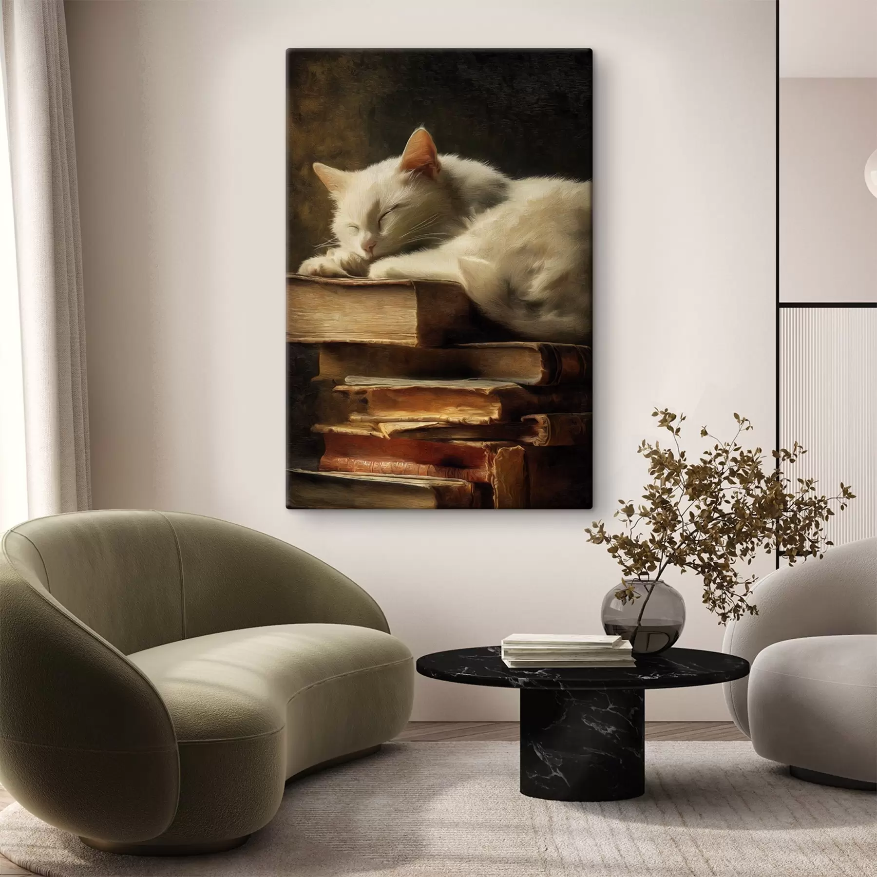 Fototapete Katze auf Büchern s46428