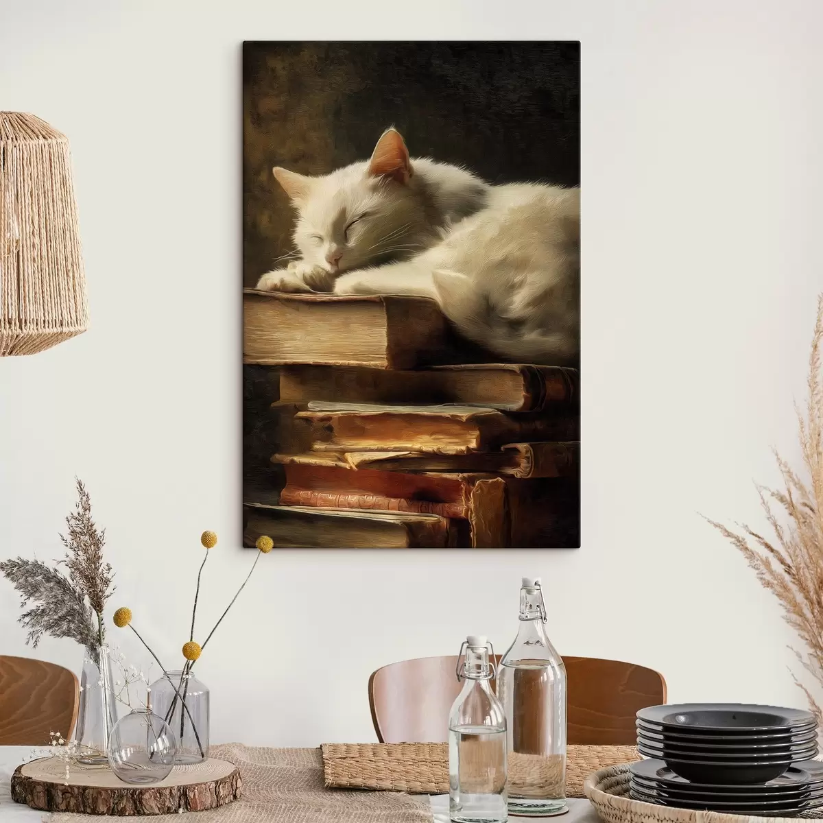 Fototapete Katze auf Büchern s46428
