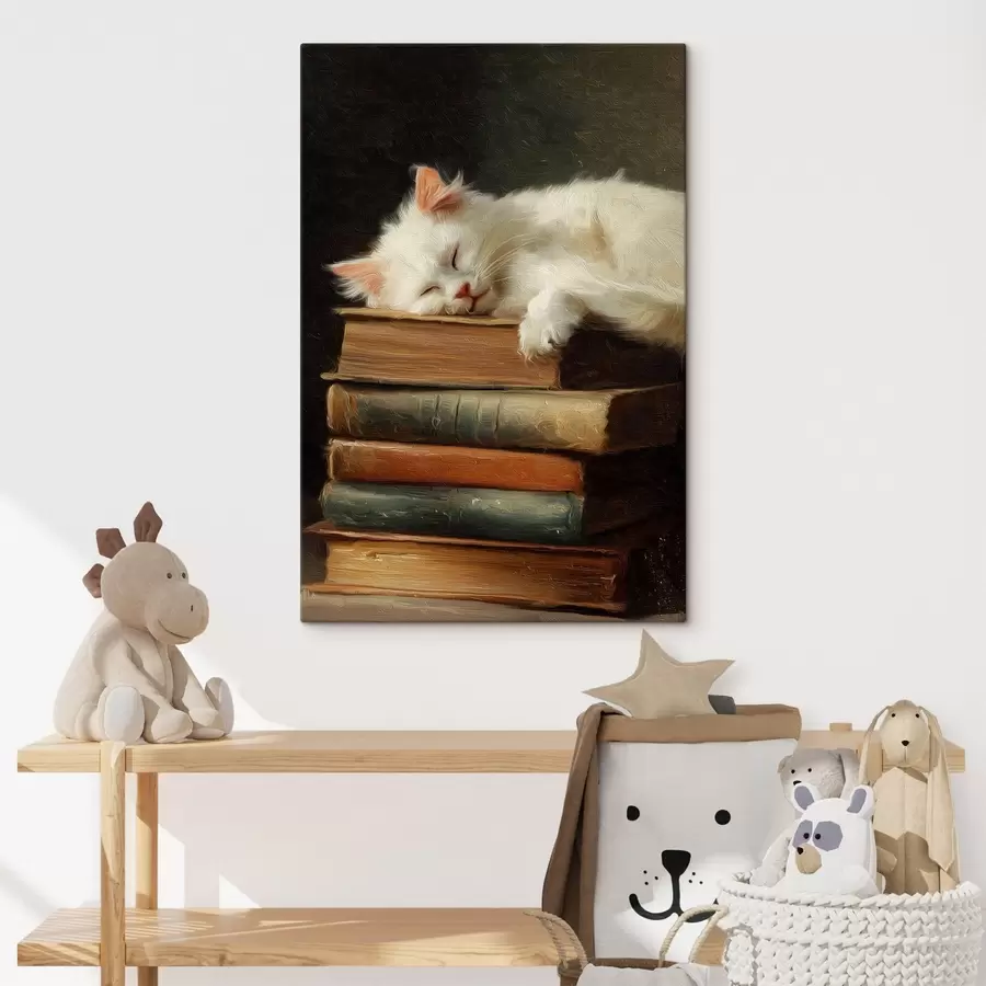 Fototapete Katze auf Büchern s46429