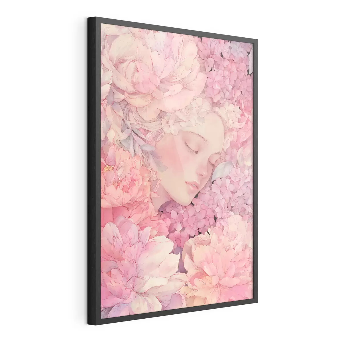 Poster Gesichter mit Pfingstrosen f46363