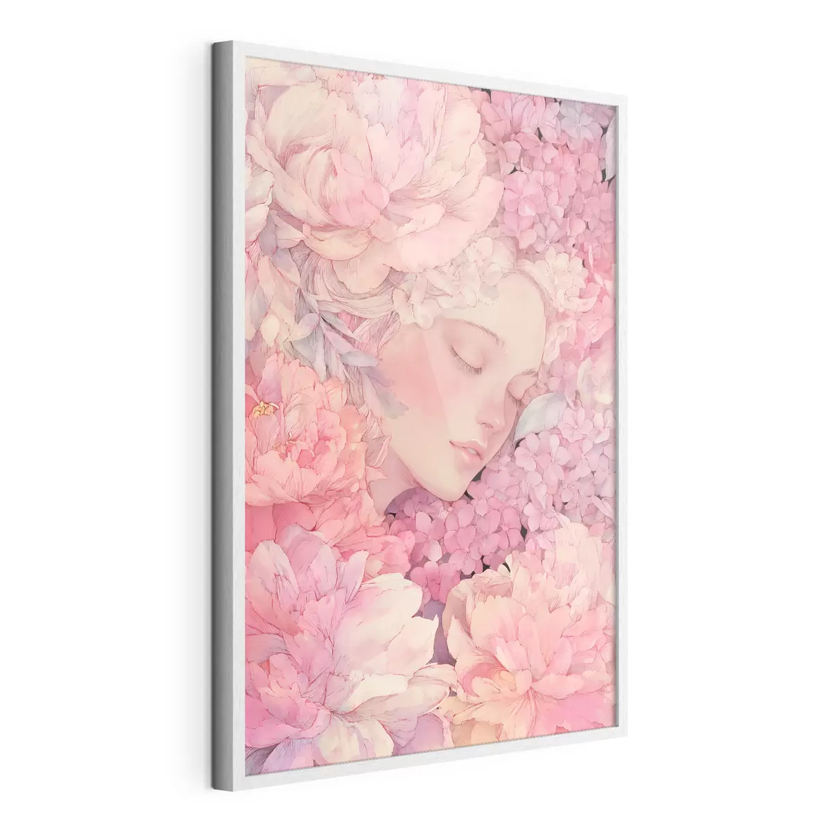 Poster Gesichter mit Pfingstrosen f46363