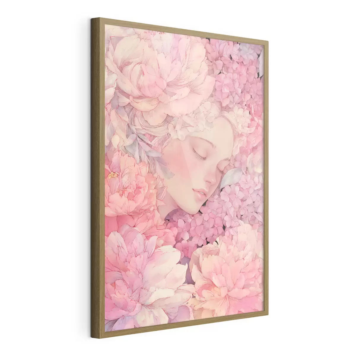 Poster Gesichter mit Pfingstrosen f46363