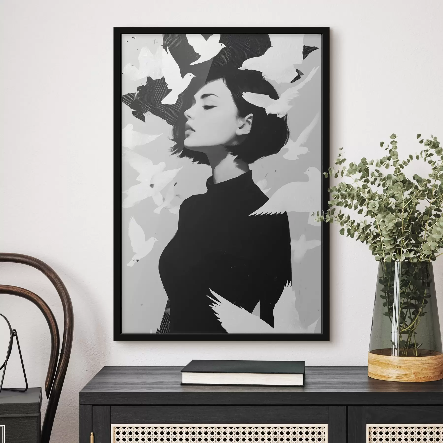 Fototapete Mädchen mit Vögeln f46369