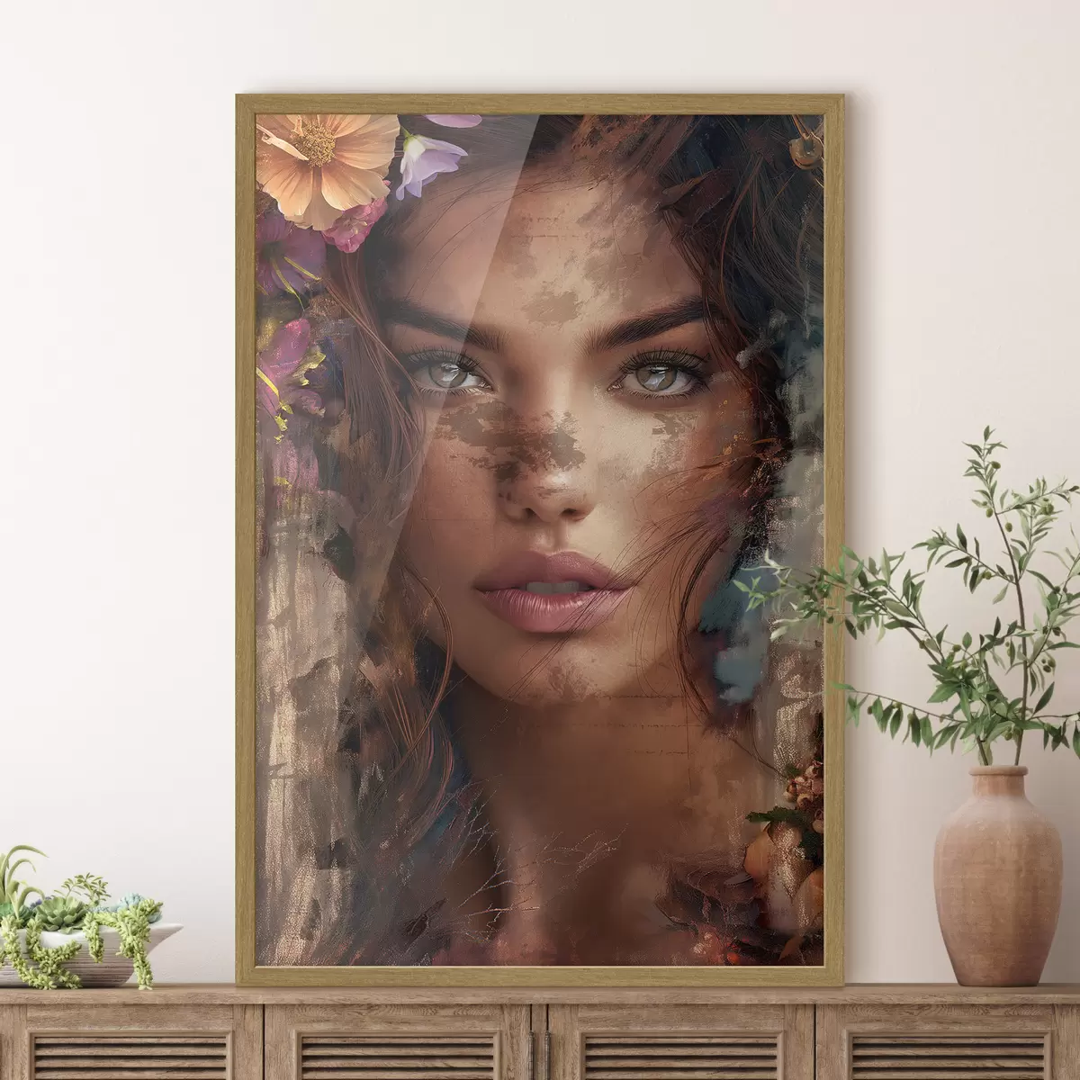 Poster Mädchen mit Farbe im Gesicht f46379