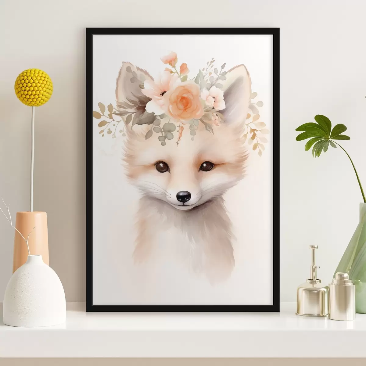 Poster Fuchs mit Blumen f46381