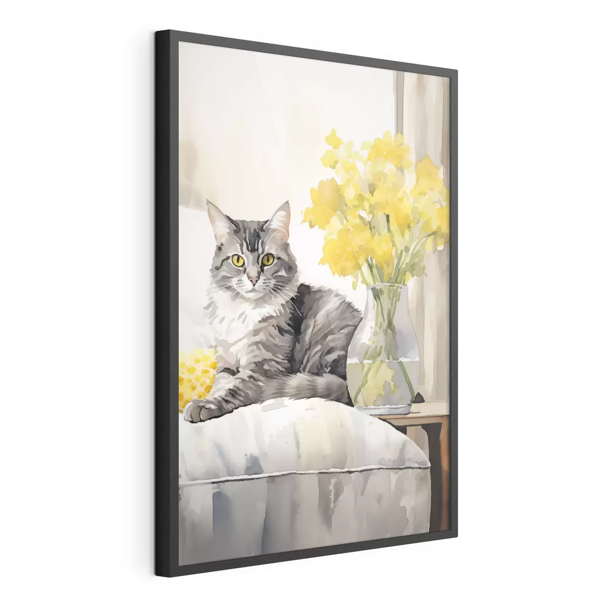 Poster Katze und Blumen f46426
