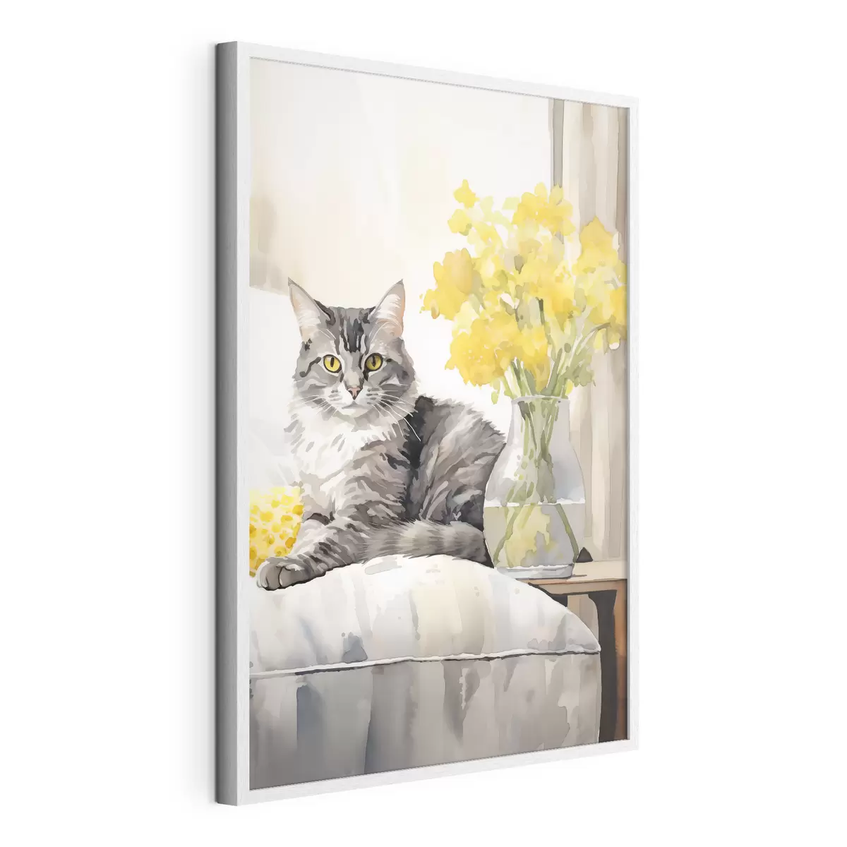Poster Katze und Blumen f46426