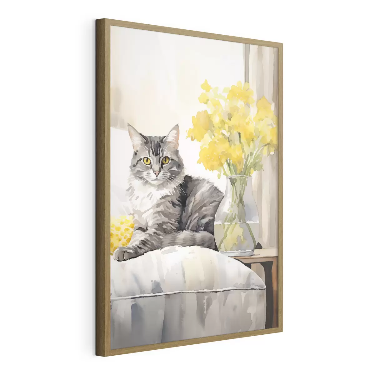 Poster Katze und Blumen f46426