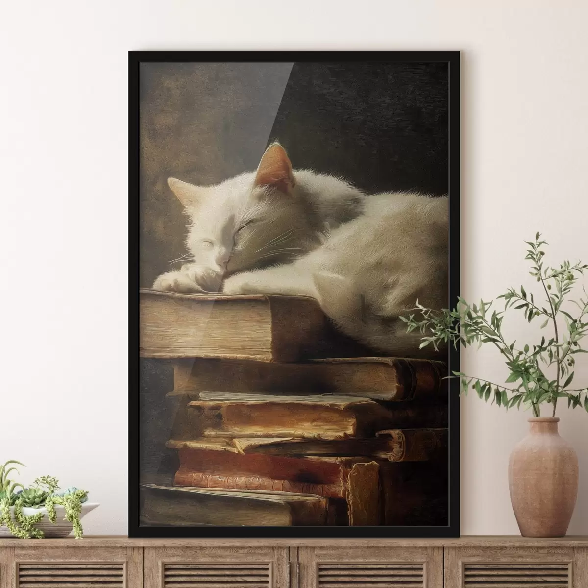Poster Katze auf Büchern f46428