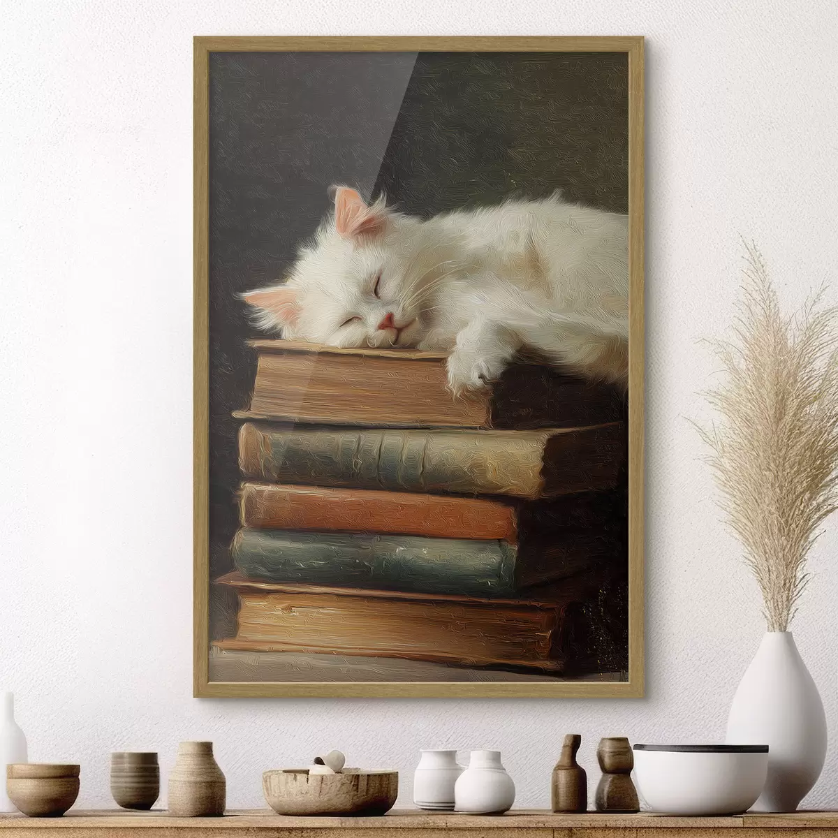 Poster Katze auf Büchern f46429