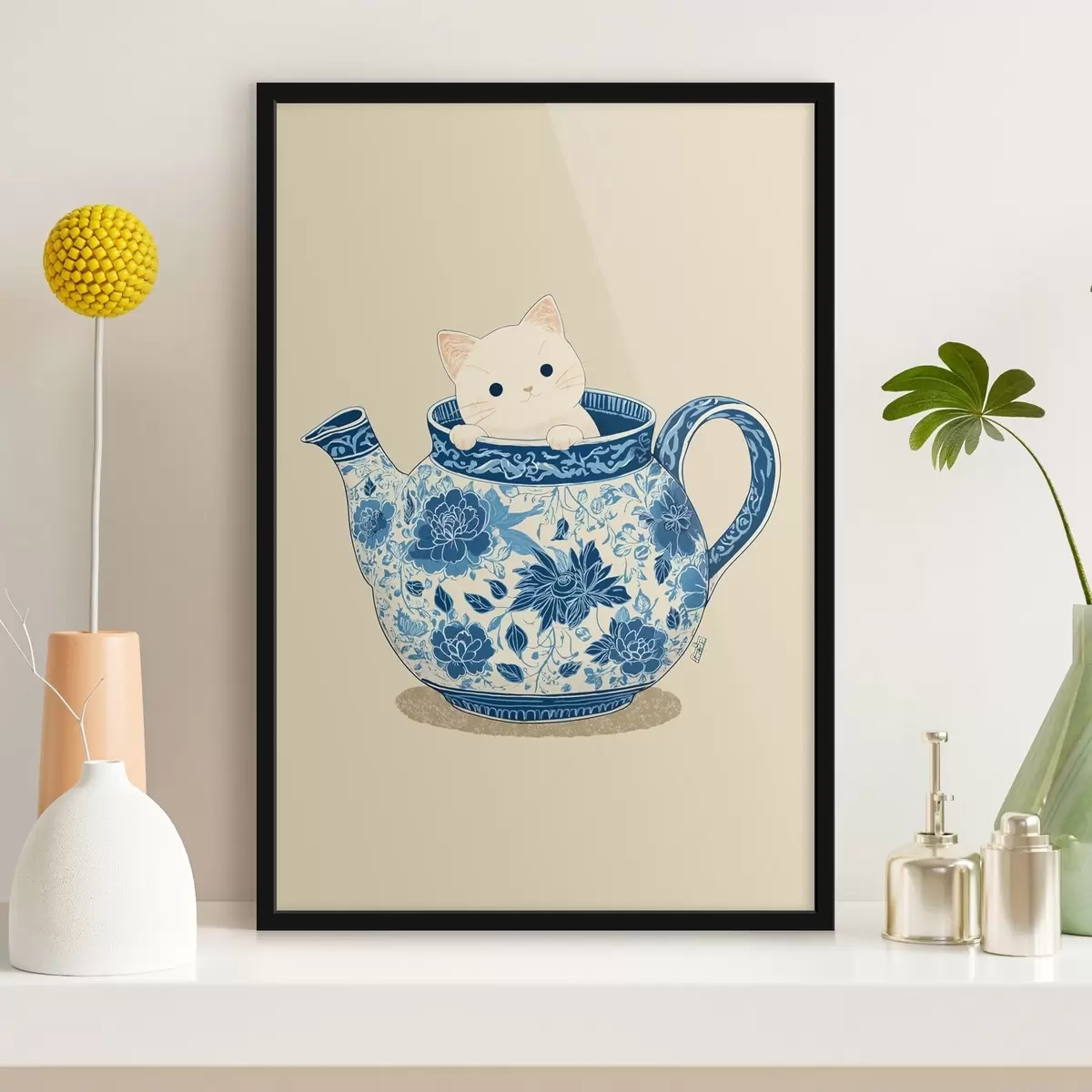 Poster Katze in der Teekanne f46431