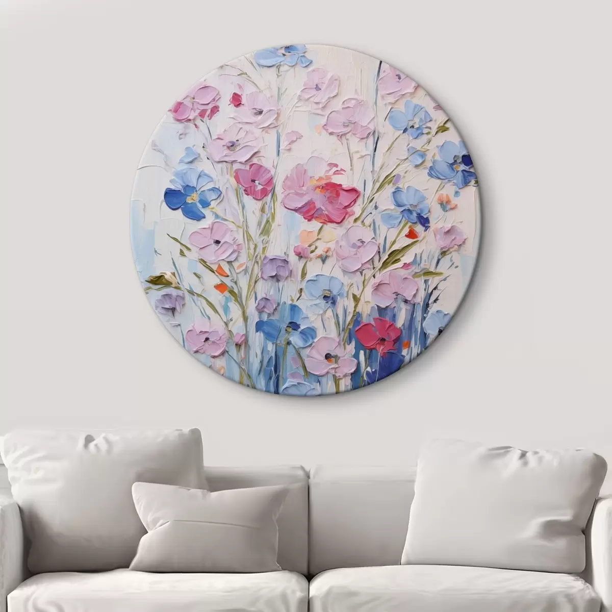 Runde Wandbilder Gemalte Blumen r46395