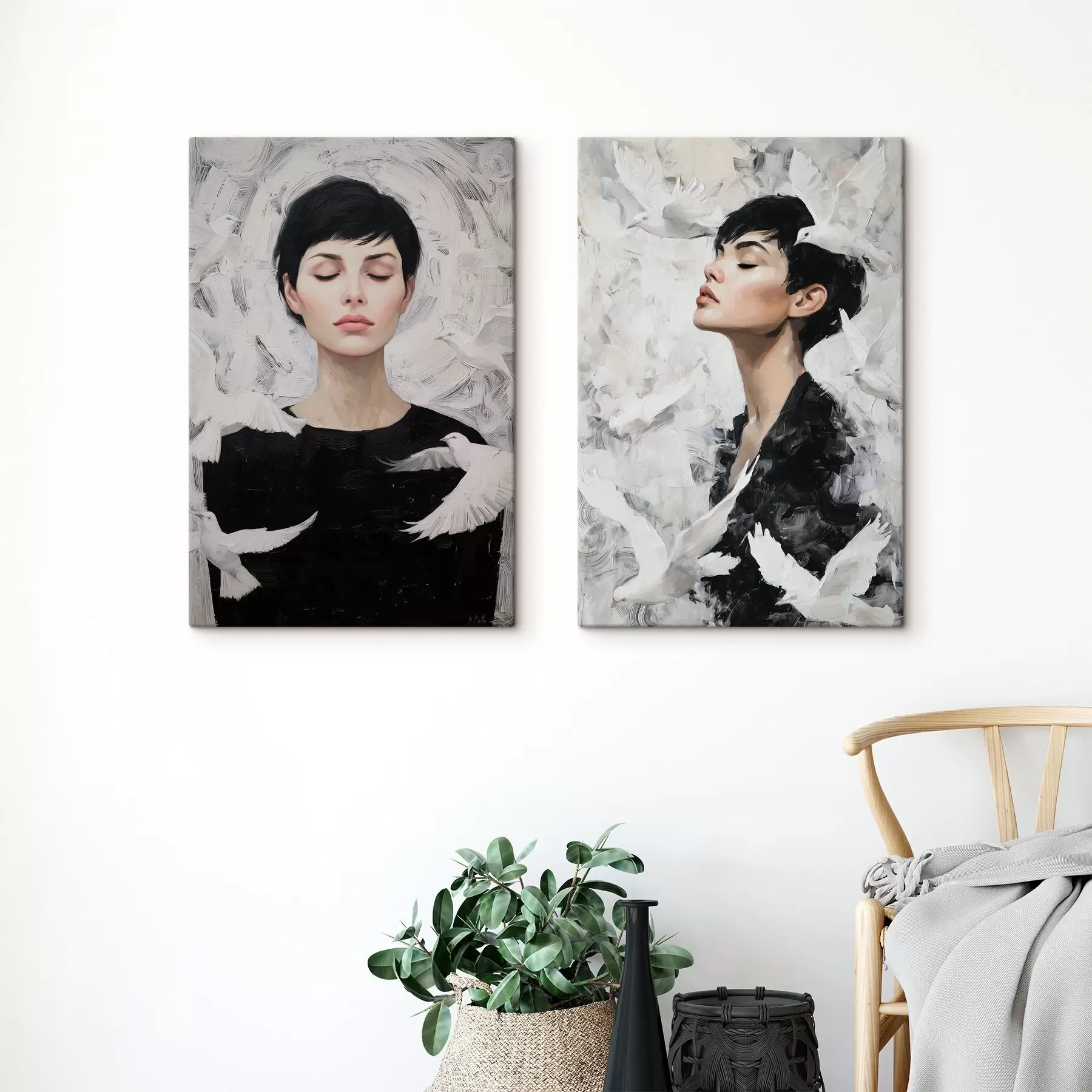 Fototapete Frau mit Tauben m00923