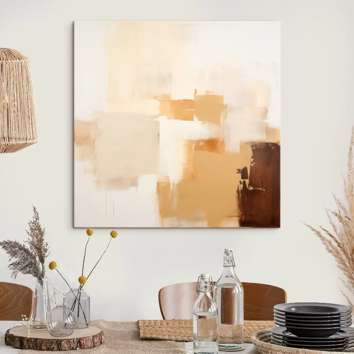 Fototapete Beige- und braune geometrische Formen im abstrakten Stil s46306
