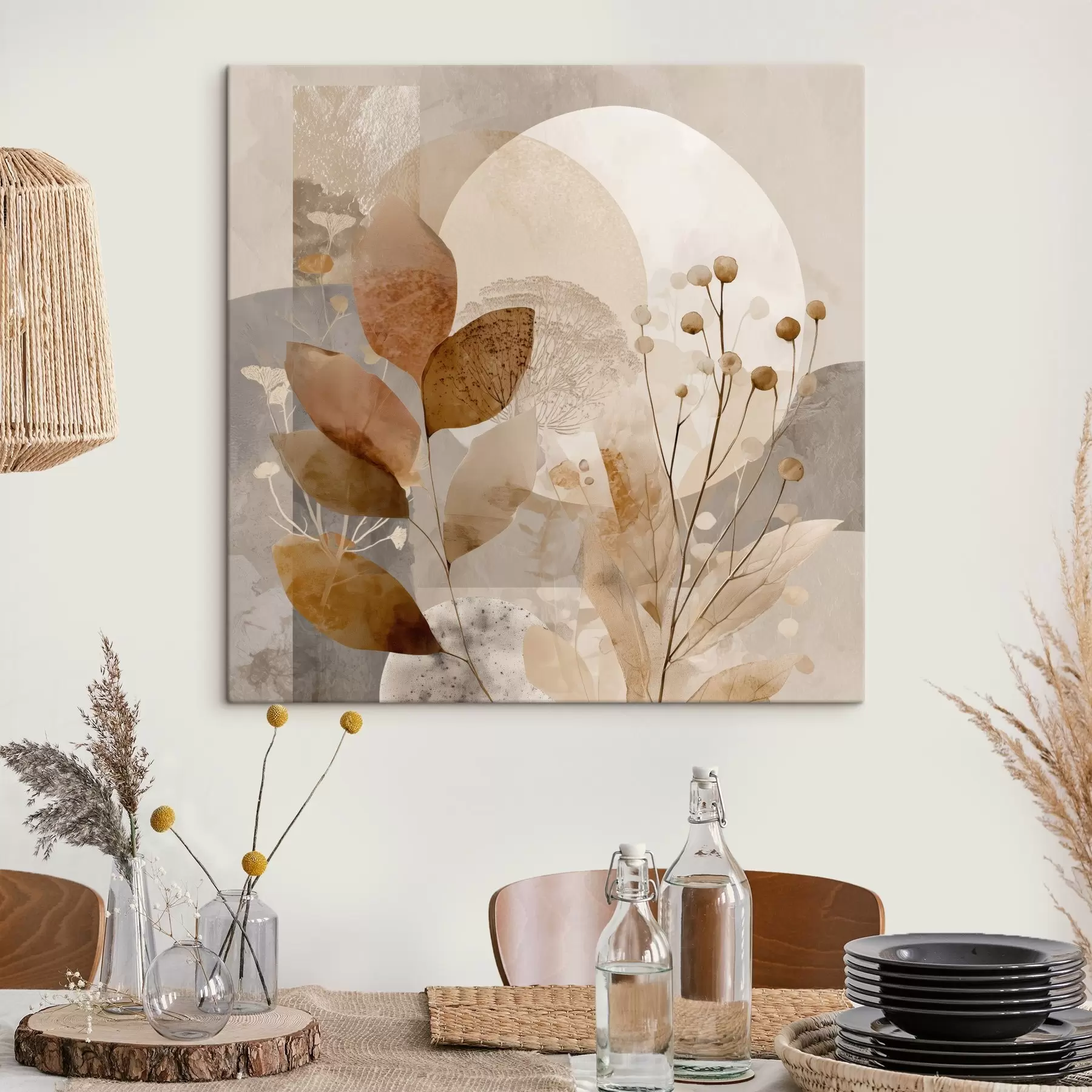 Fototapete Blumenmuster in Beige und Braun s46308