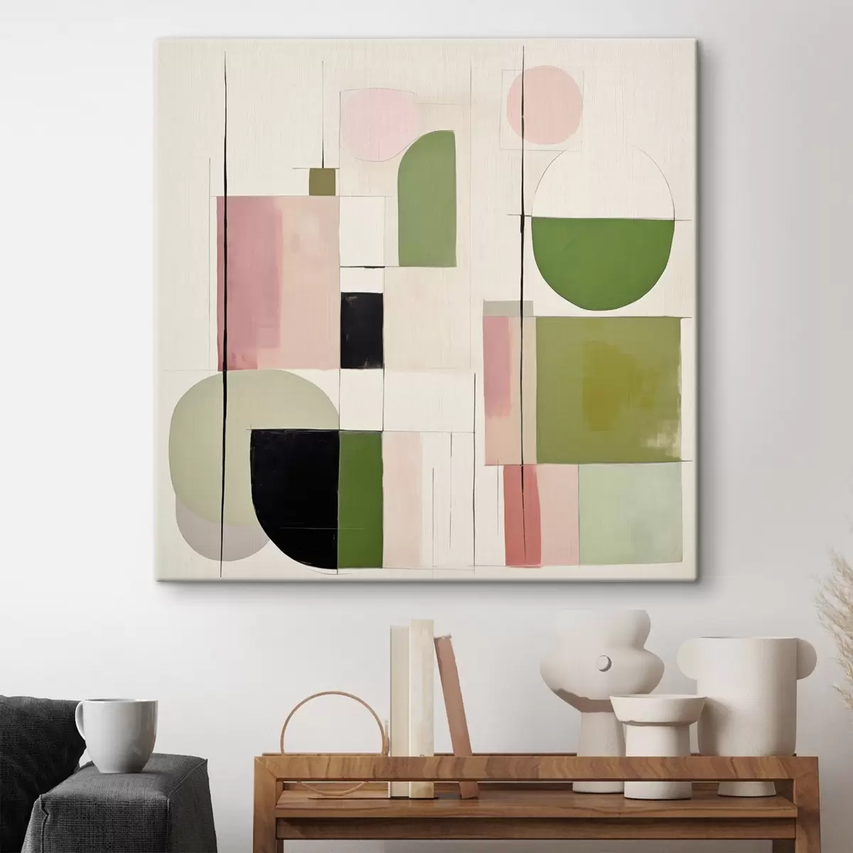 Fototapete Abstrakte Kunst mit bunten Blöcken und Linien s46313