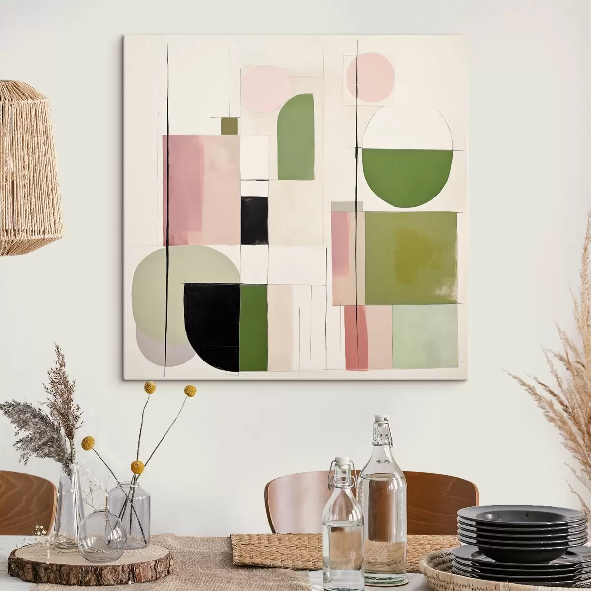 Fototapete Abstrakte Kunst mit bunten Blöcken und Linien s46313