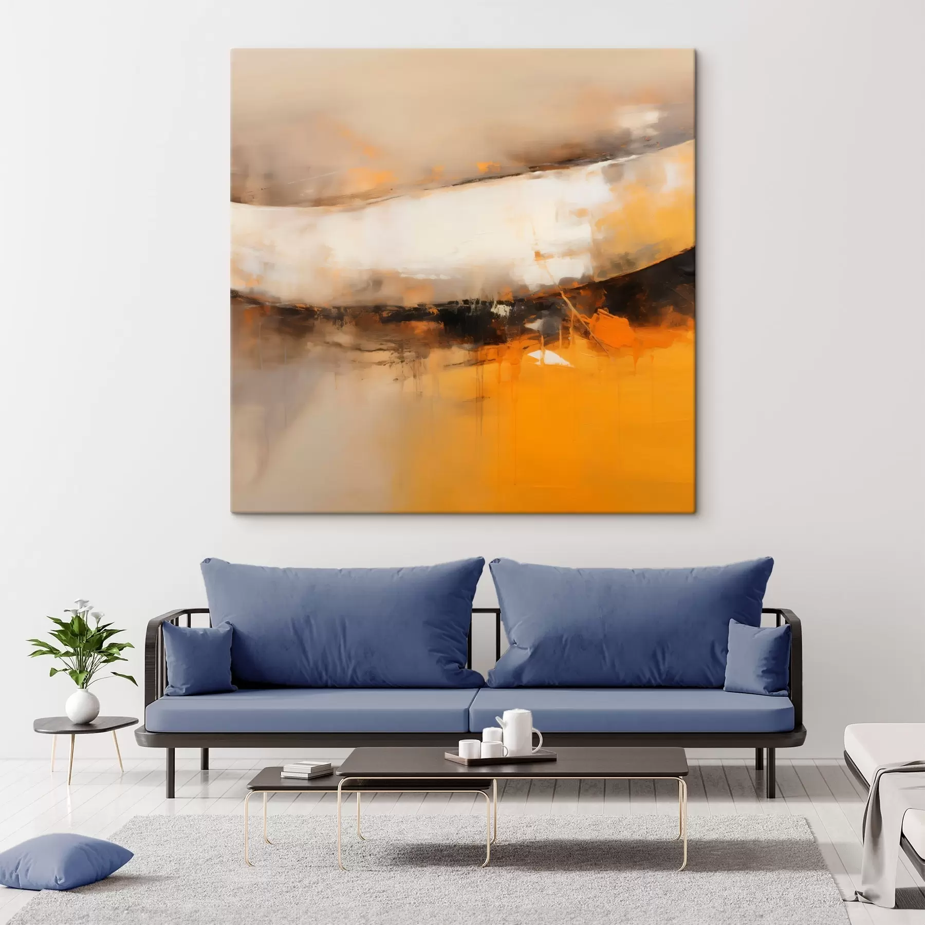 Fototapete Dynamische Komposition mit Orange- und Dunkeltönen s46318