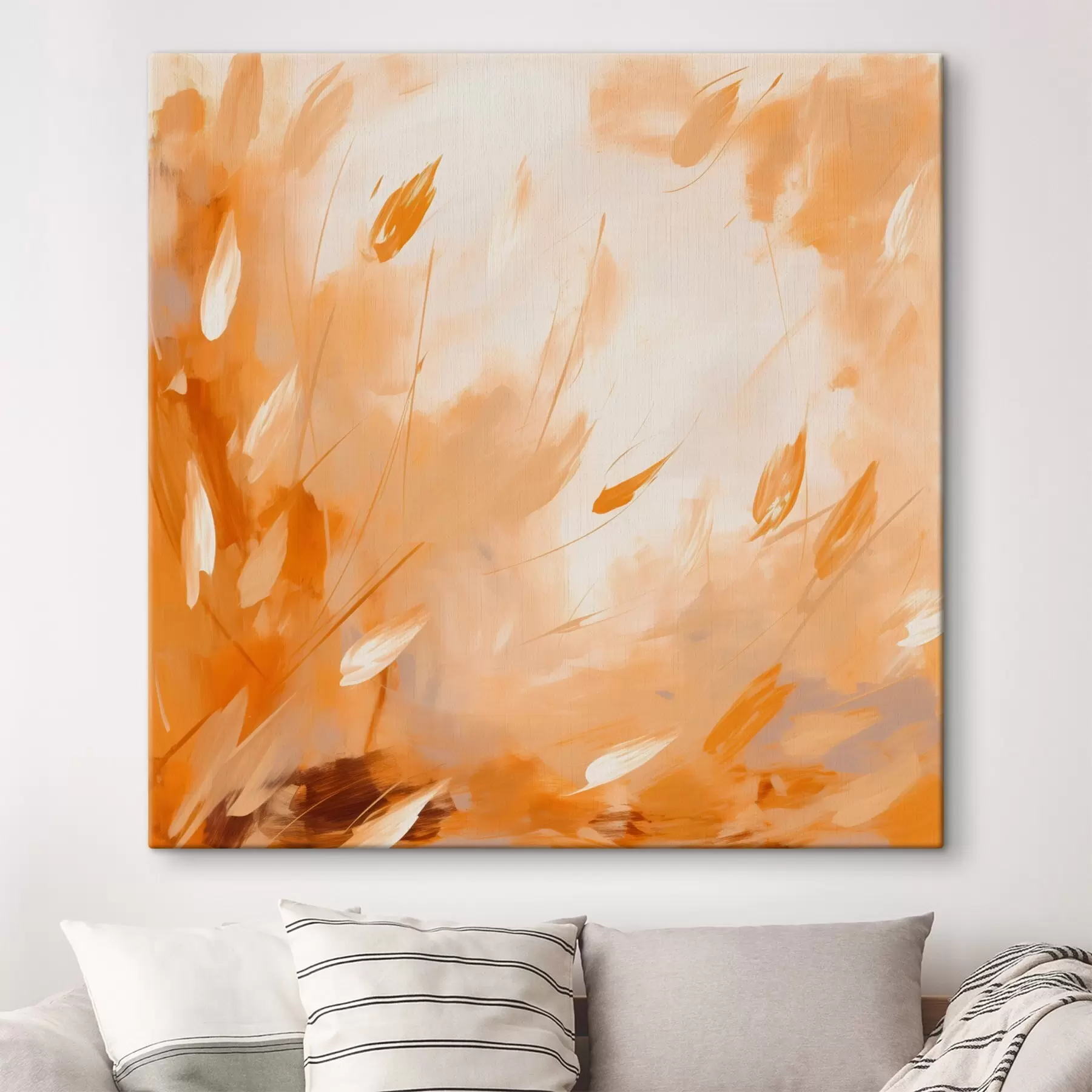 Fototapete Abstrakte Blütenblätter und Stiele im Ölstil s46319