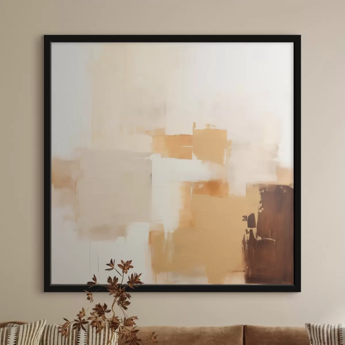 Poster Beige- und braune geometrische Formen im abstrakten Stil f46306