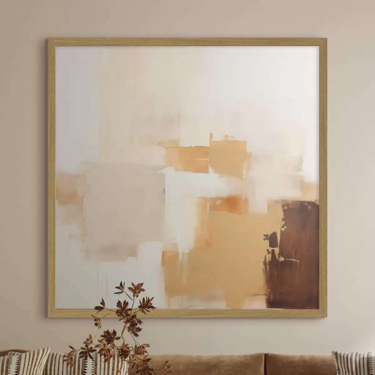 Poster Beige- und braune geometrische Formen im abstrakten Stil f46306
