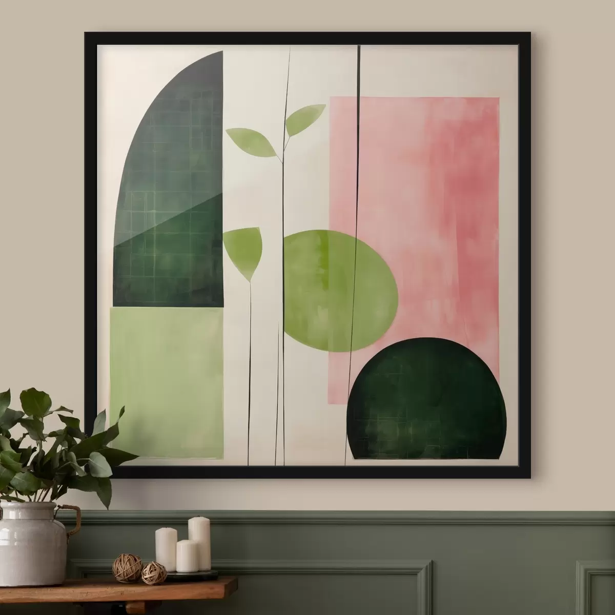 Poster Moderner minimalistischer Stil mit rosa und grünen Blöcken f46312