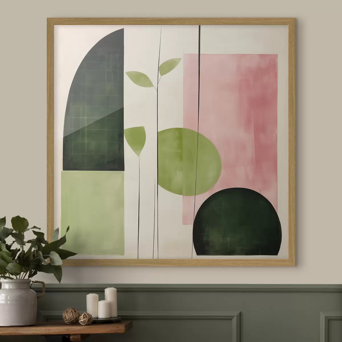 Poster Moderner minimalistischer Stil mit rosa und grünen Blöcken f46312