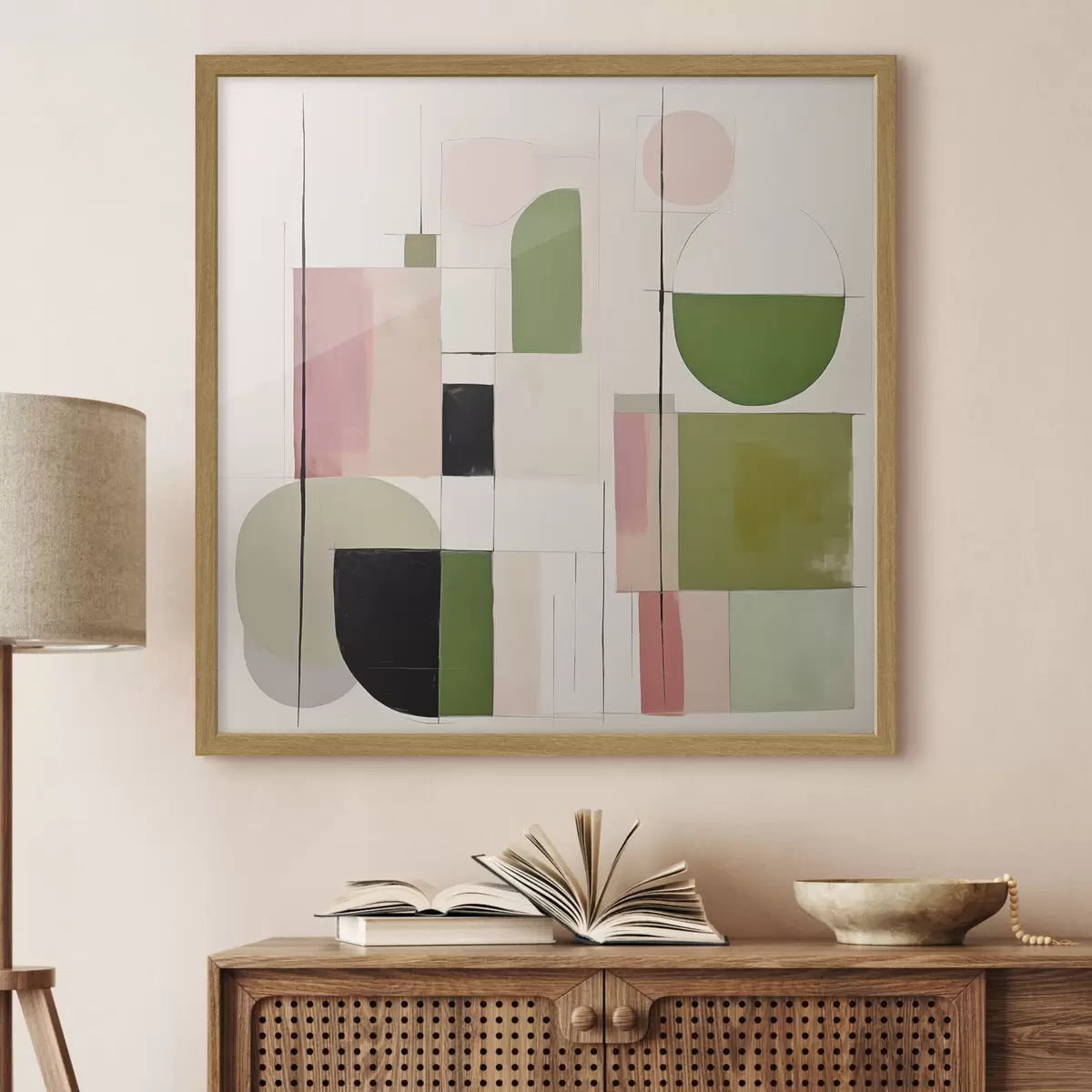 Poster Abstrakte Kunst mit bunten Blöcken und Linien f46313
