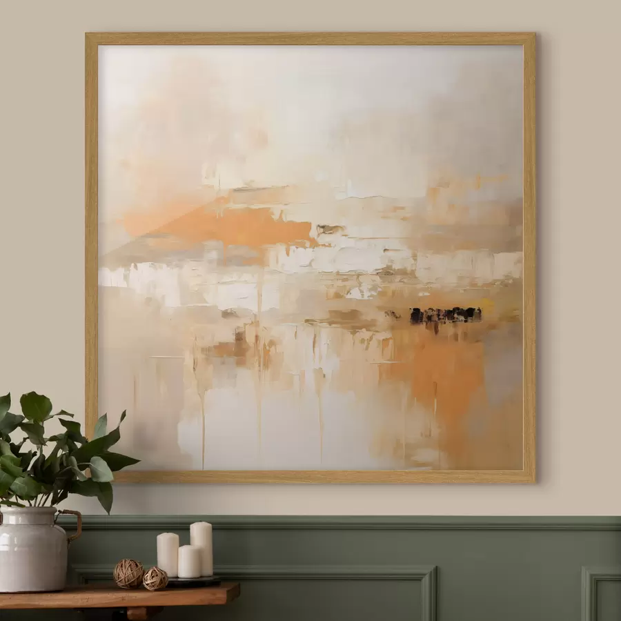 Fototapete Landschaftsabstraktion im Ölstil mit Orange- und Beigetönen f46314