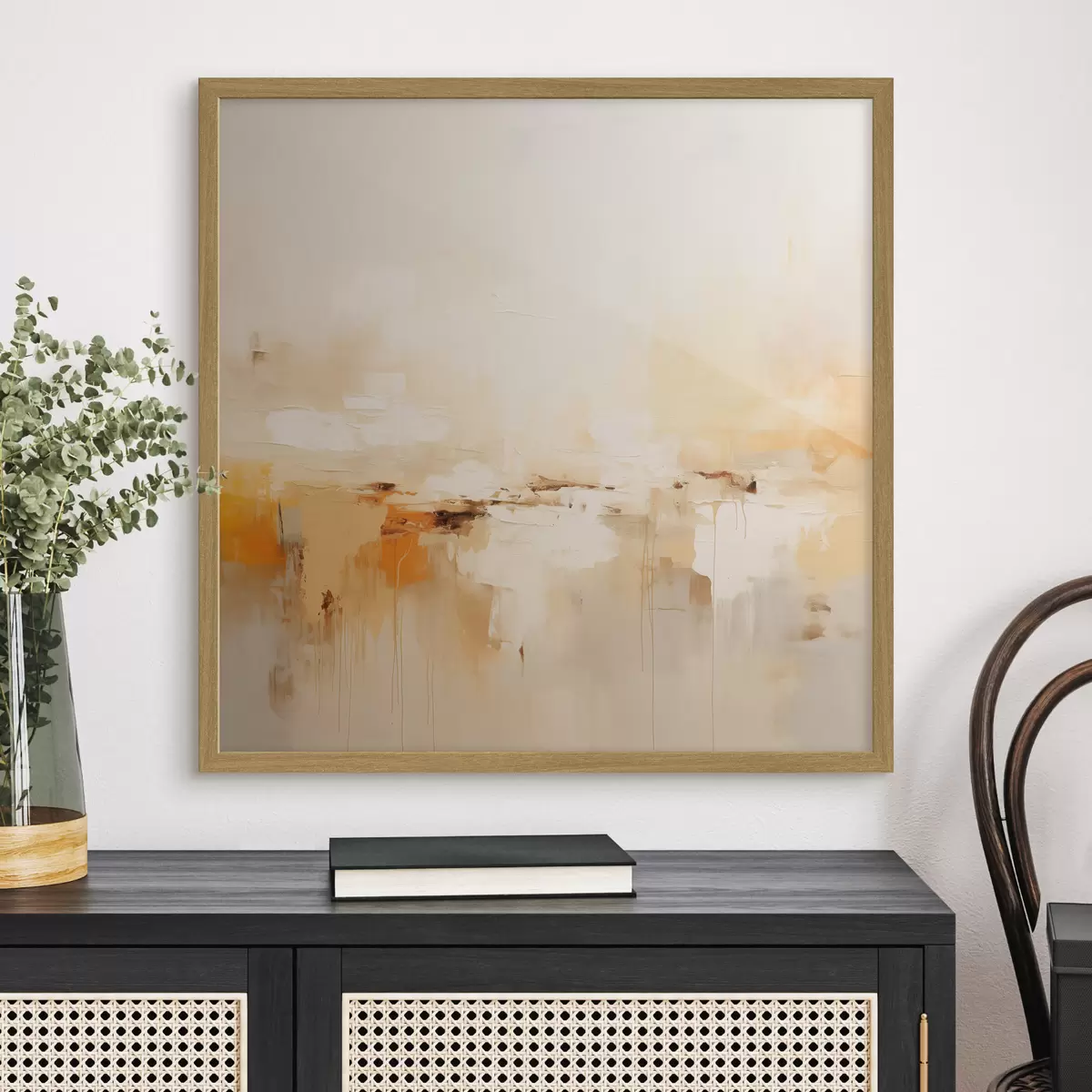 Poster Leichte Öl-Abstraktion mit orangefarbenen Akzenten f46315