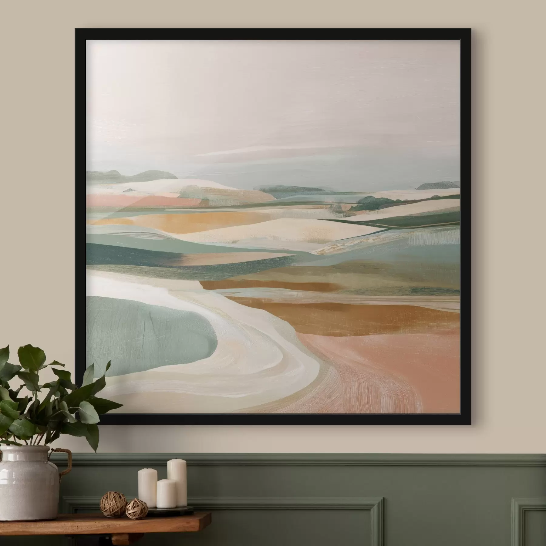 Fototapete Landschaftsansicht mit Feldern und Straße im Aquarellstil f46317