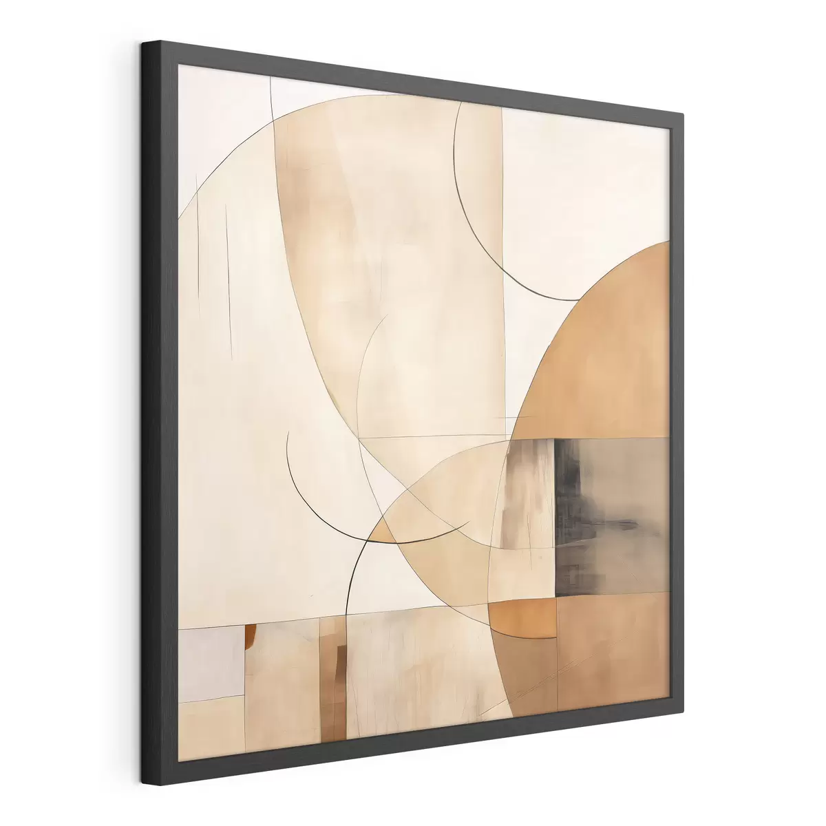 Poster Geometrische Abstraktion mit geschwungenen Linien und Beigetönen f46320