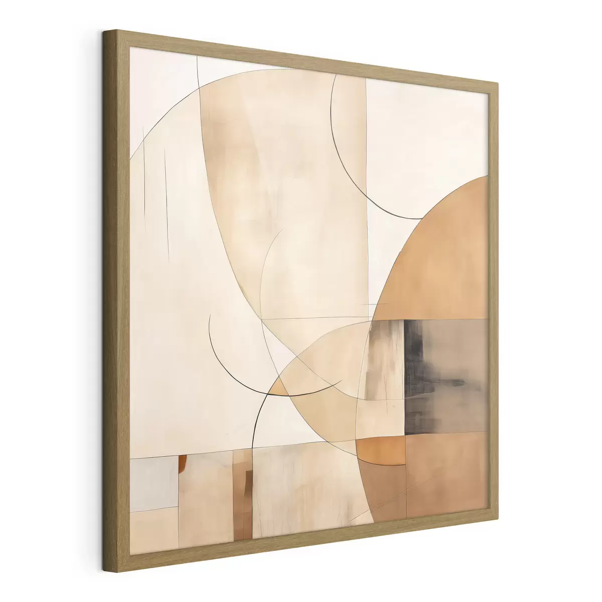 Poster Geometrische Abstraktion mit geschwungenen Linien und Beigetönen f46320