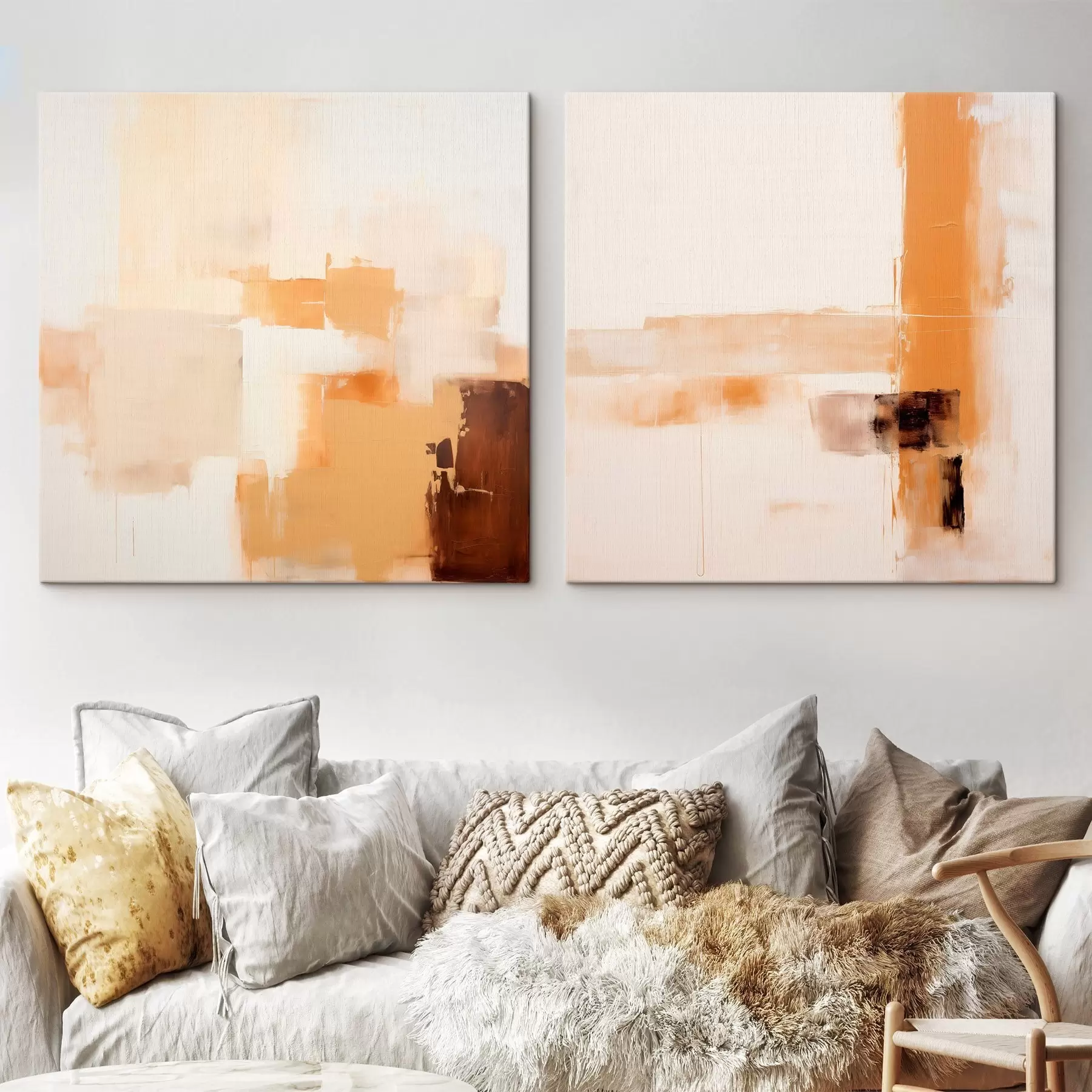 Fototapete Abstrakte zweiteilige Komposition in Beige und Braun m00891