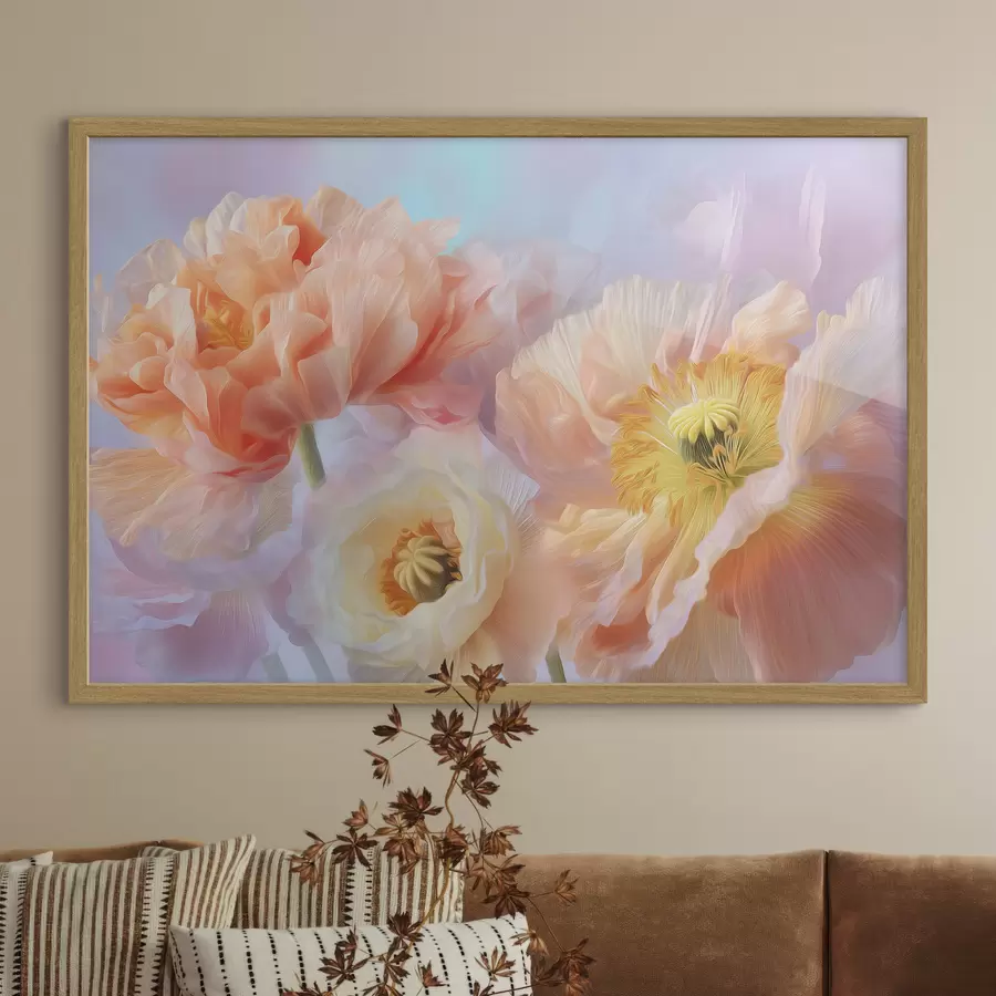 Fototapete Zarte Blumen in Pastelltönen mit sanfter Beleuchtung f46160