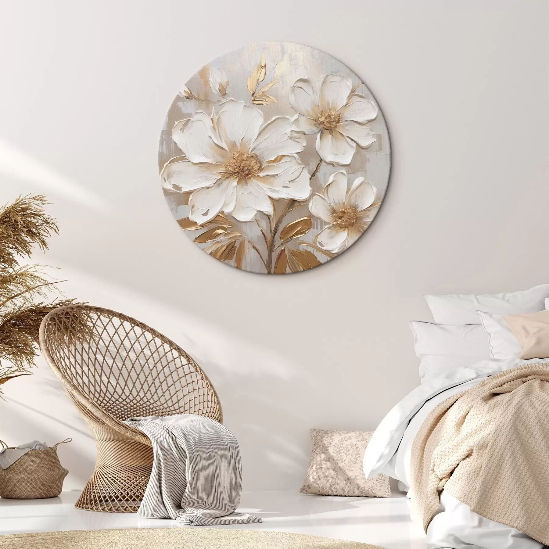 Fototapete Strukturierte Blumen auf hellem Hintergrund mit warmen Farbtönen r46166