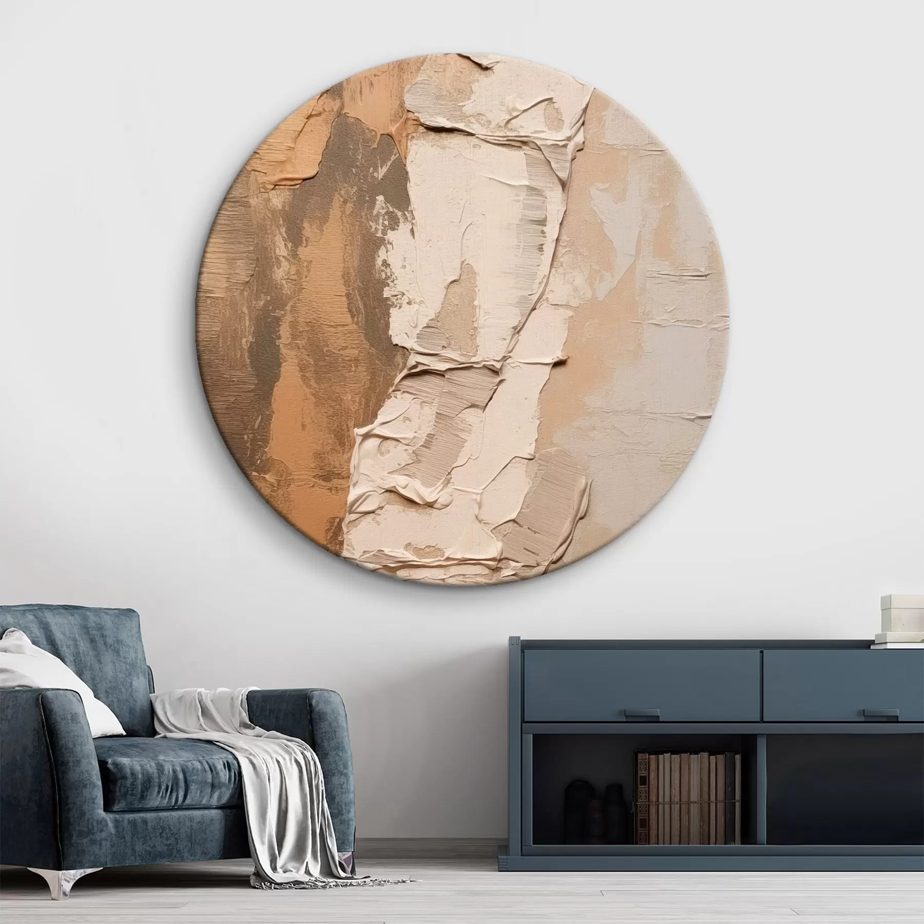 Fototapete Abstrakte Malerei mit dicken Pinselstrichen, Beige- und Brauntönen, strukturierter Oberfläche und neutraler Farbpalette r46272