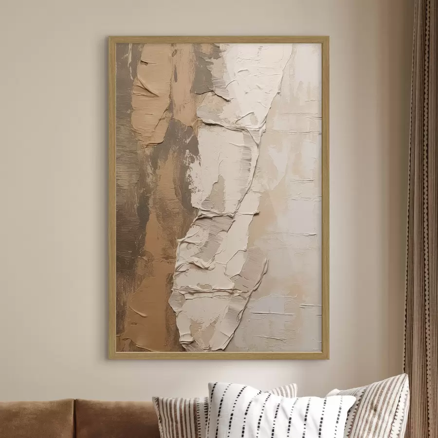 Fototapete Abstrakte Malerei mit dicken Pinselstrichen, Beige- und Brauntönen, strukturierter Oberfläche und neutraler Farbpalette f46272