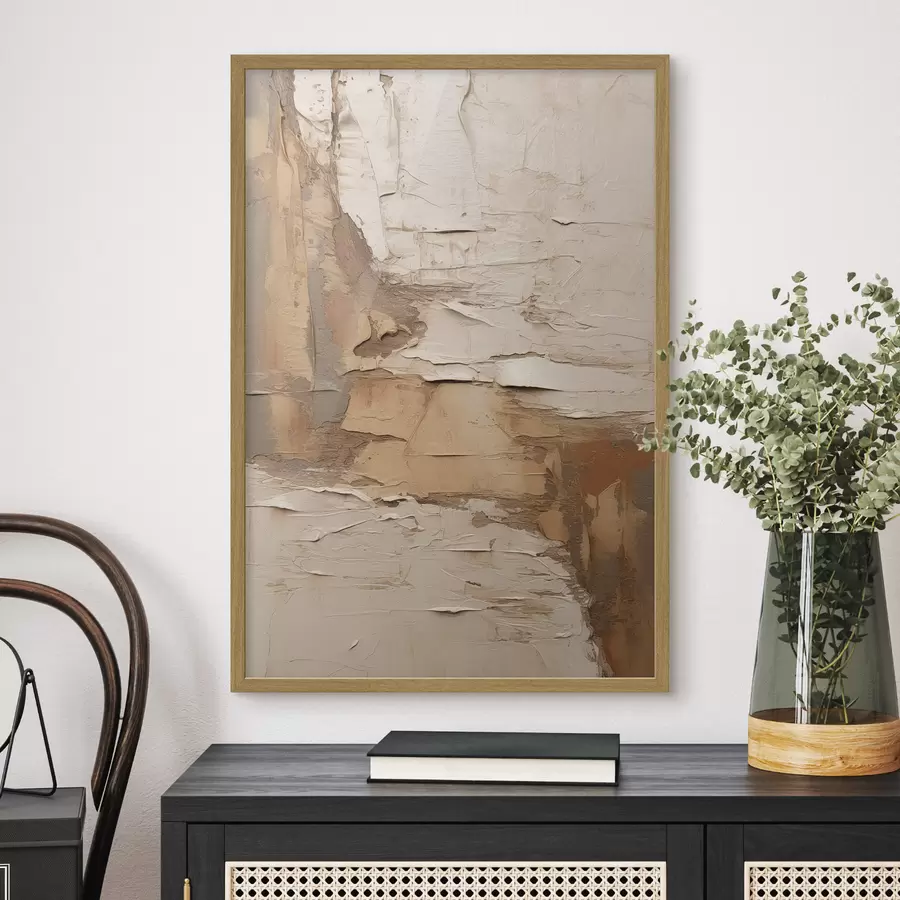 Fototapete Abstrakte Malerei mit dicken Pinselstrichen, Beige- und Brauntönen, strukturierter Oberfläche und neutraler Farbpalette f46273