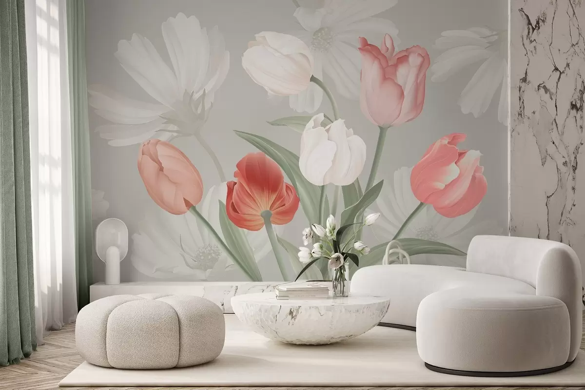 Fototapete Blumenstrauß mit Tulpen w04784