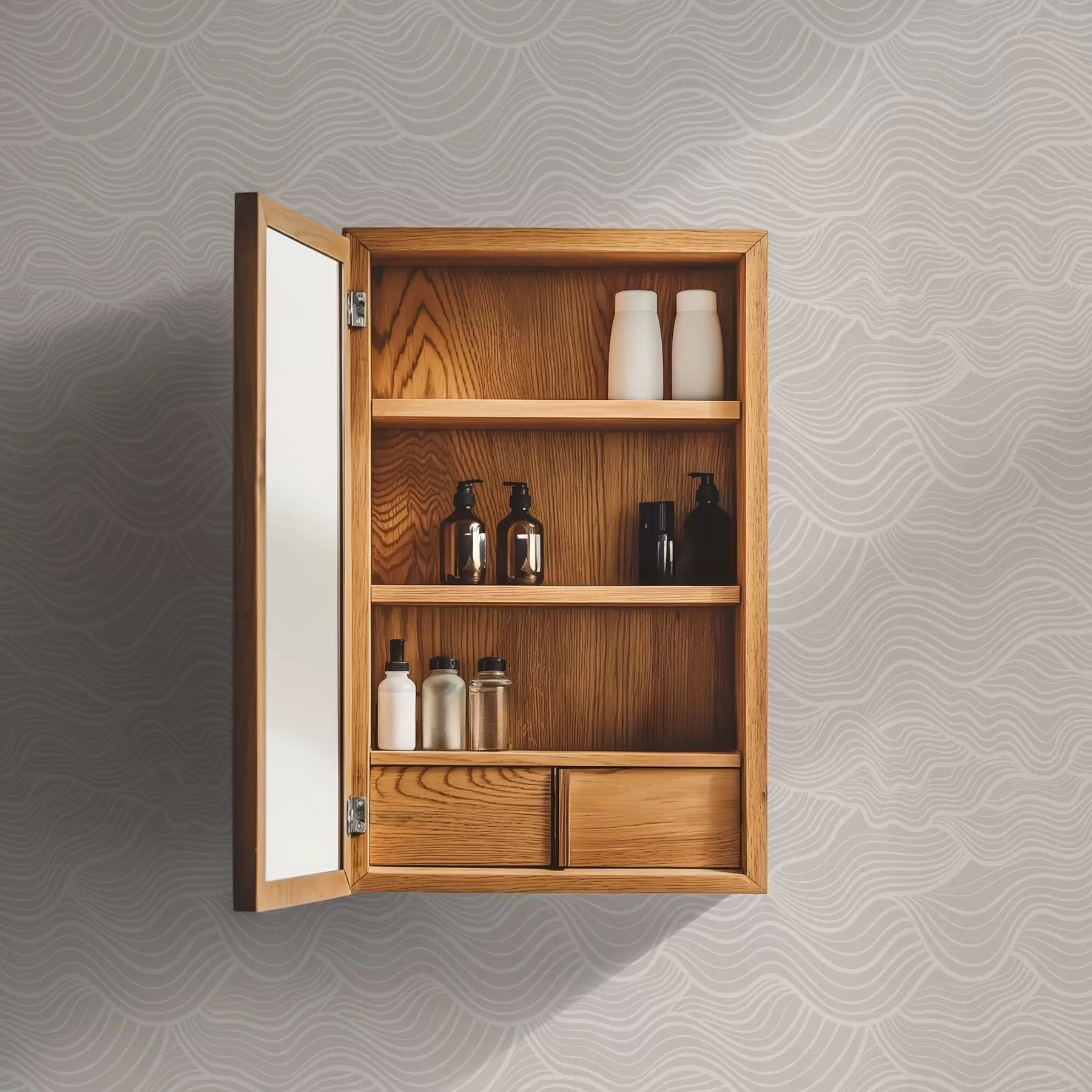 Fototapete Ton-in-Ton-Wellenlinien auf warmem Beige a00681v1